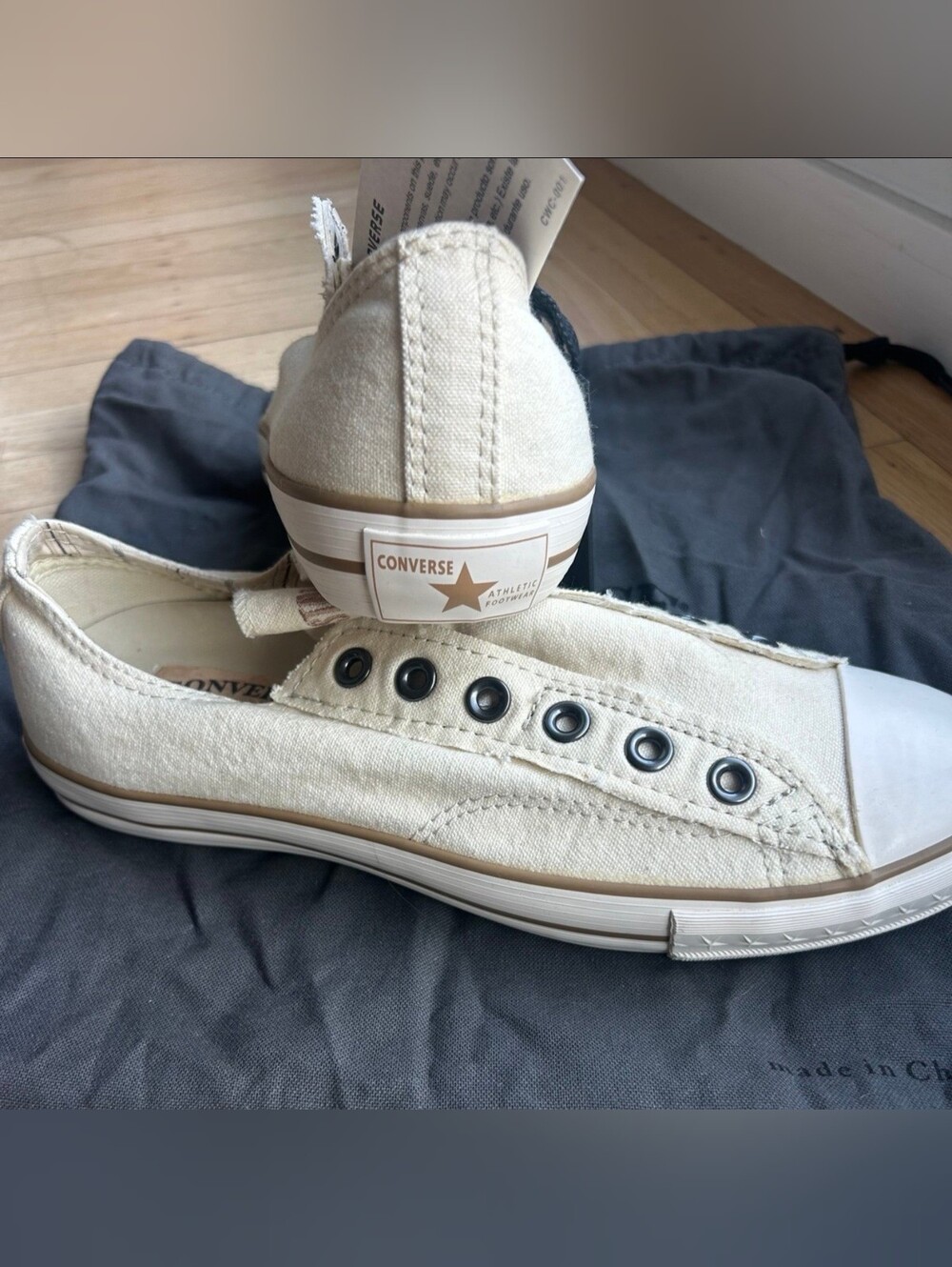 NIB 2007 Converse x John Varvatos M 6.5 W 8.5 All Star Slip On Off-White Sneaker